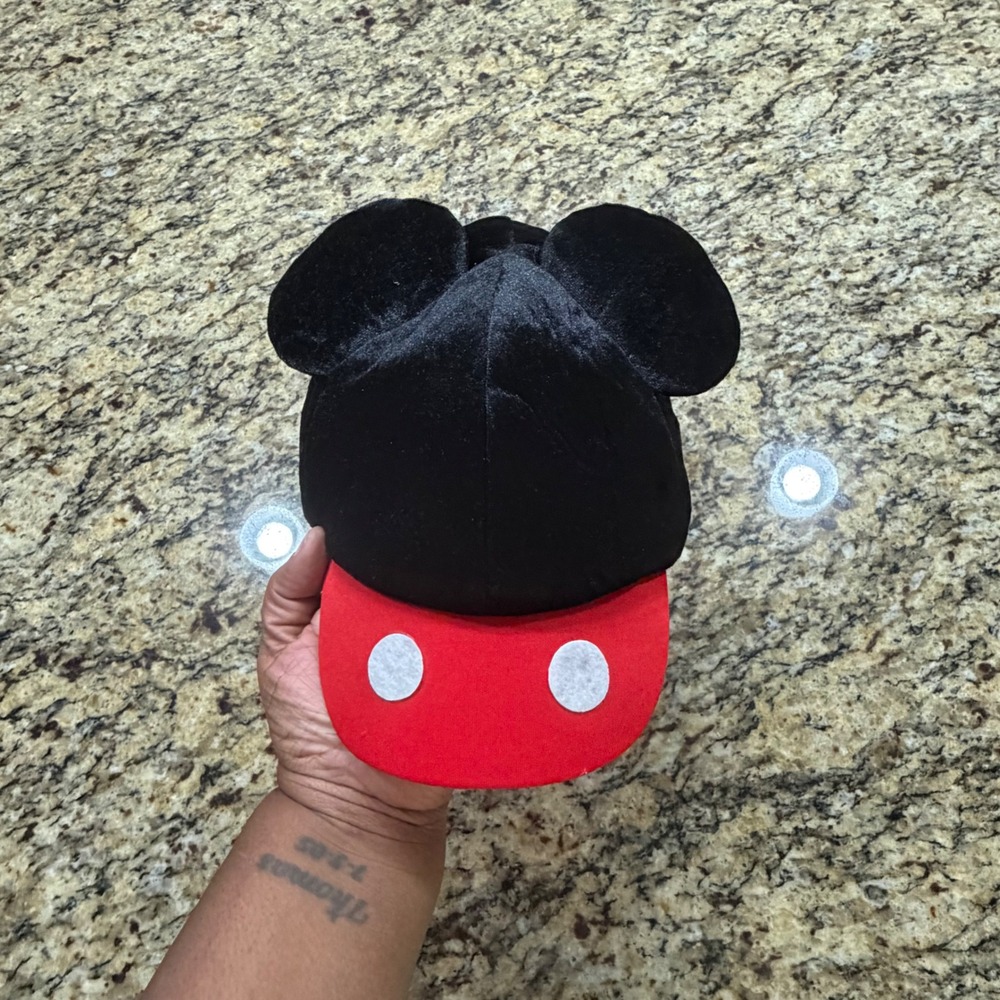 Disney Mickey Mouse Kids Character Hat with Plush Ears Red Black Costume Cap
